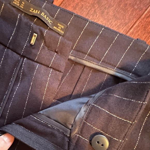 Zara navy pinstripe pants size M - Picture 4 of 8